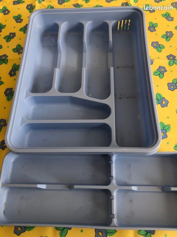 Rangement couverts plastique bleu (image 1)
