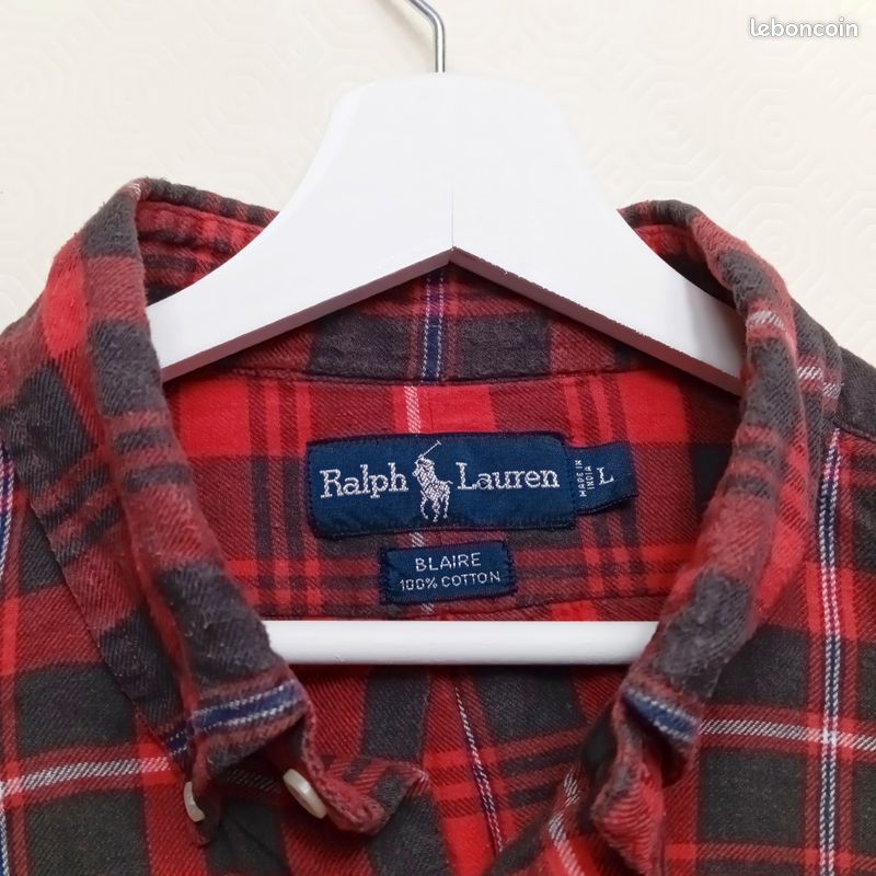 Chemise Ralph Lauren Homme Taille L – 100% Coton – Motif Carreaux