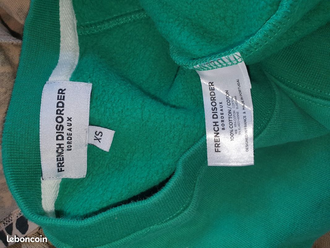 French Disorder Sweat French Disorder Sweat Vert Blanc Xs Coton
