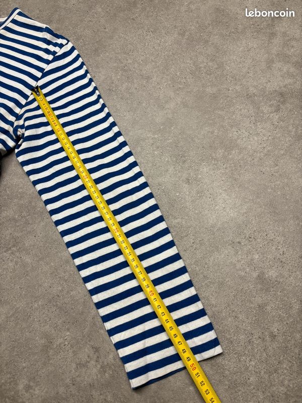 T-shirt manches longues / Longsleeve Comme Des Garçons marine et blanc à rayures | Taille M #SLCM498 (image 14)