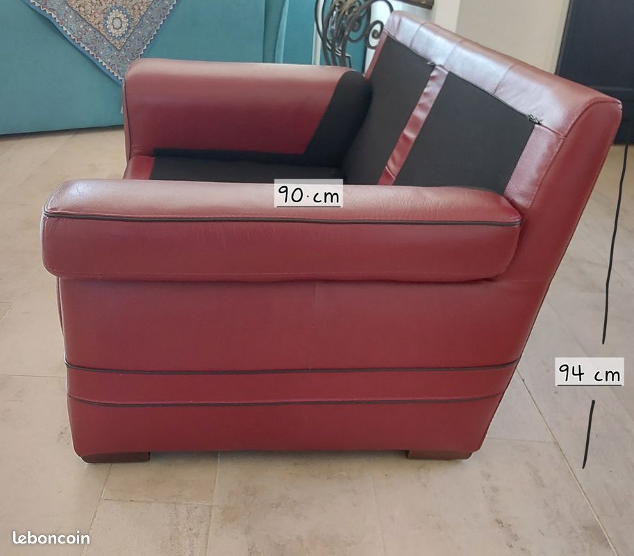 Beau canapé cuir bordeaux (image 3)