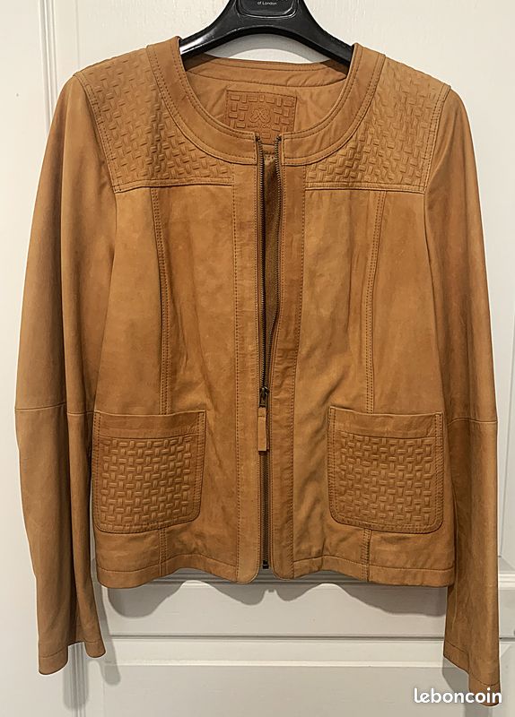 Veste zippée cuir daim marque Burton (image 1)
