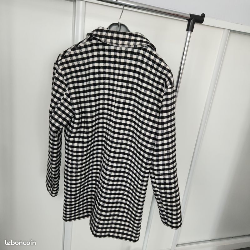 Manteau oversize femme à carreaux noir et blanc taille M Kiabi