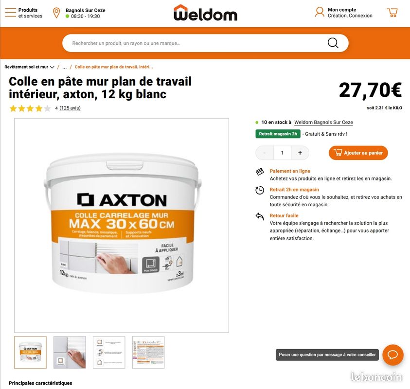 Lot prêt à l’emploi : colle et joint à carrelage + carrelage mural 20x20 (faïence) (image 4)