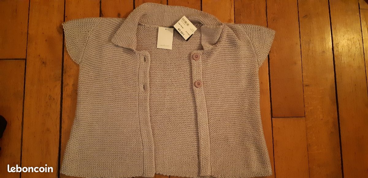Gilet manches courtes gris perle (image 1)