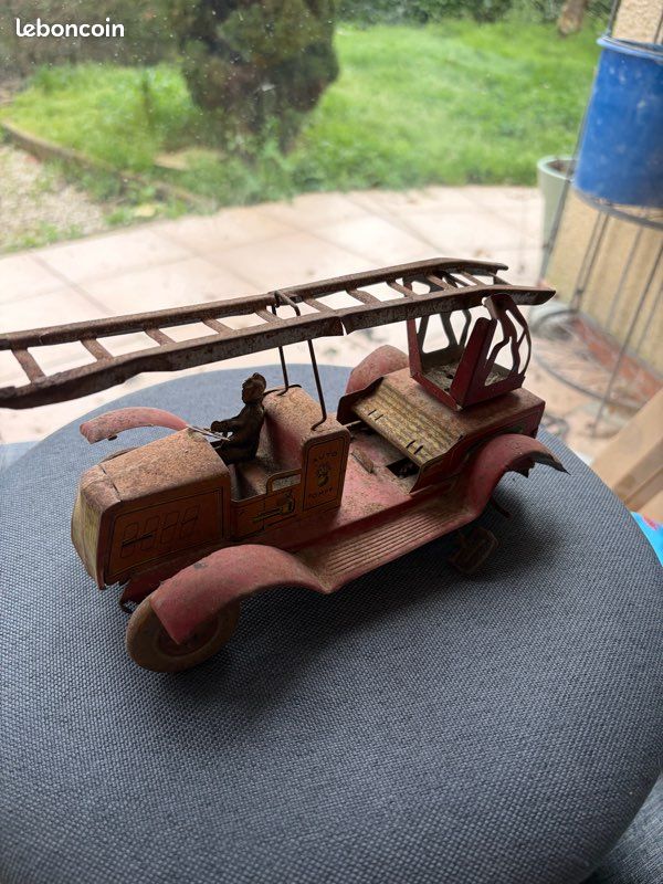 Camion De Pompier Jouet Ancien En Tôle – Collection, En L'état, Générique