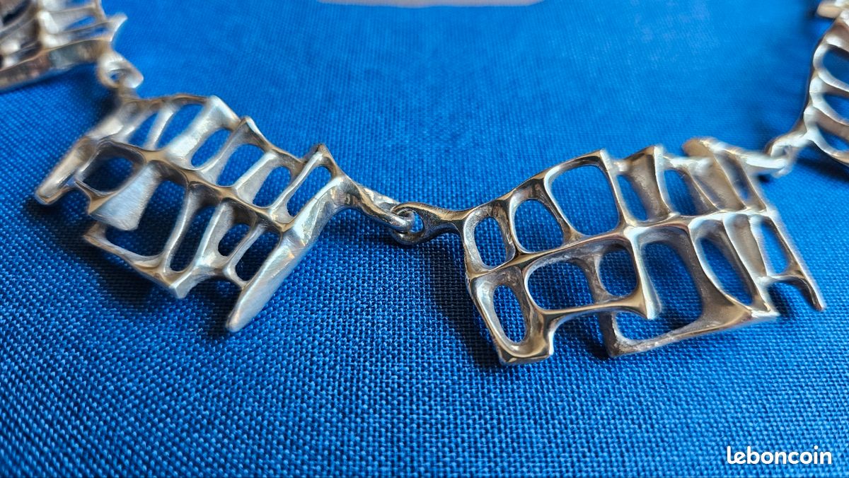 Collier Toulhoat En Argent Massif - Motif Barrières De Bretagne, Style Celtique