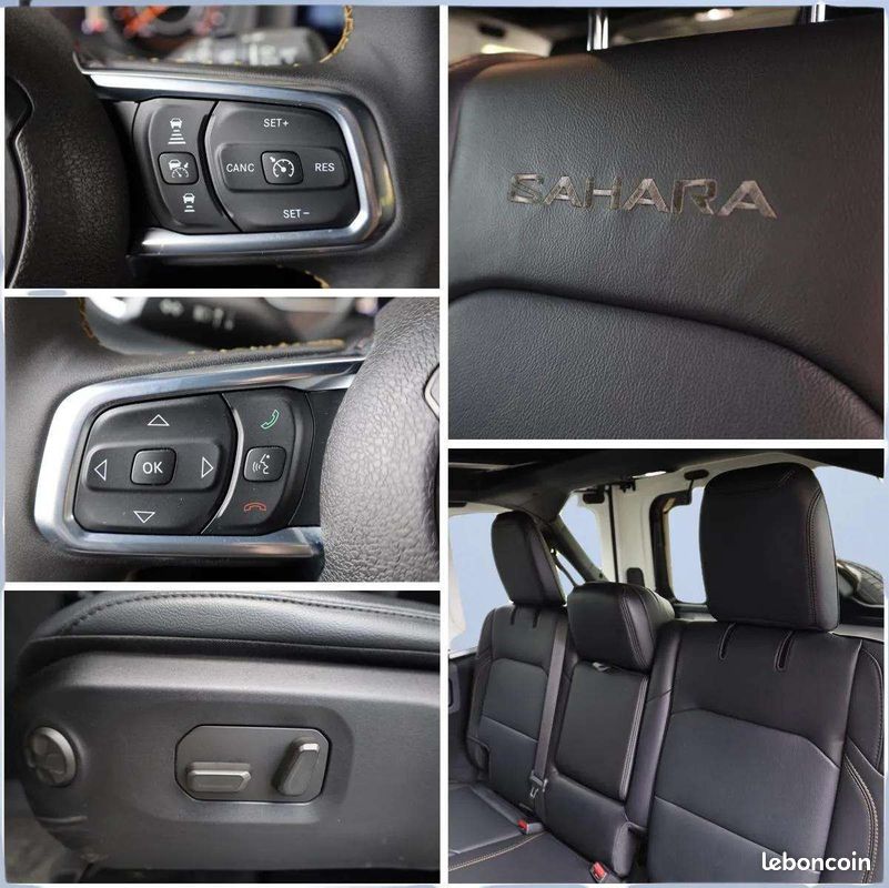 Jeep Wrangler Unlimited Sahara 2.0 Turbo 272 ch * 4x4 * Full Cuir * ACC * CarPlay * Écran 12.3 * LED (image 16)