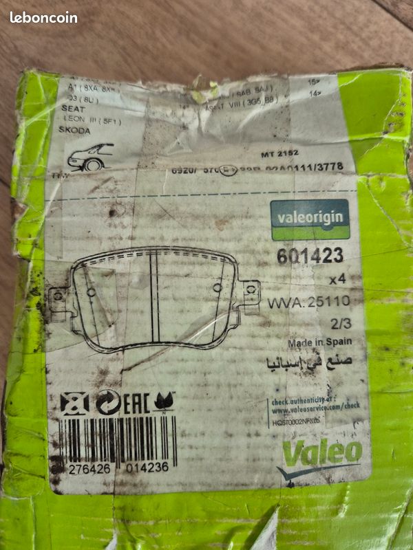 Plaquettes freins Valeo 601423 (image 2)