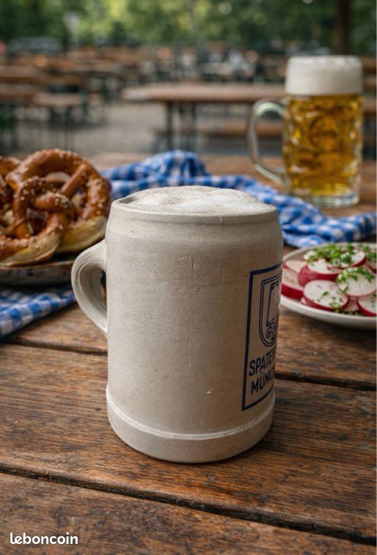 Chope à Bière Ancienne (Krug) Spatenbräu Munich Merkelbach & Wick - Circa 1900 - Objet De Collection