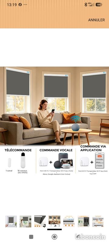 2 Stores Enrouleur Occultant Électriques M100, Moteur & Télécommande, avec ou sans Perçage, Rideau de Protection Solaire pour Fenêtres, 80x 150 cm, Gris Foncé (image 1)