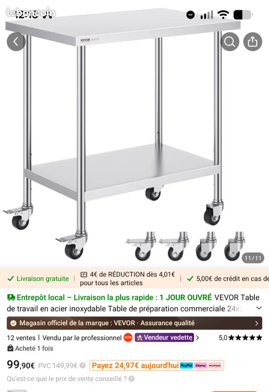 Dessert inox a roulette neuve (image 3)