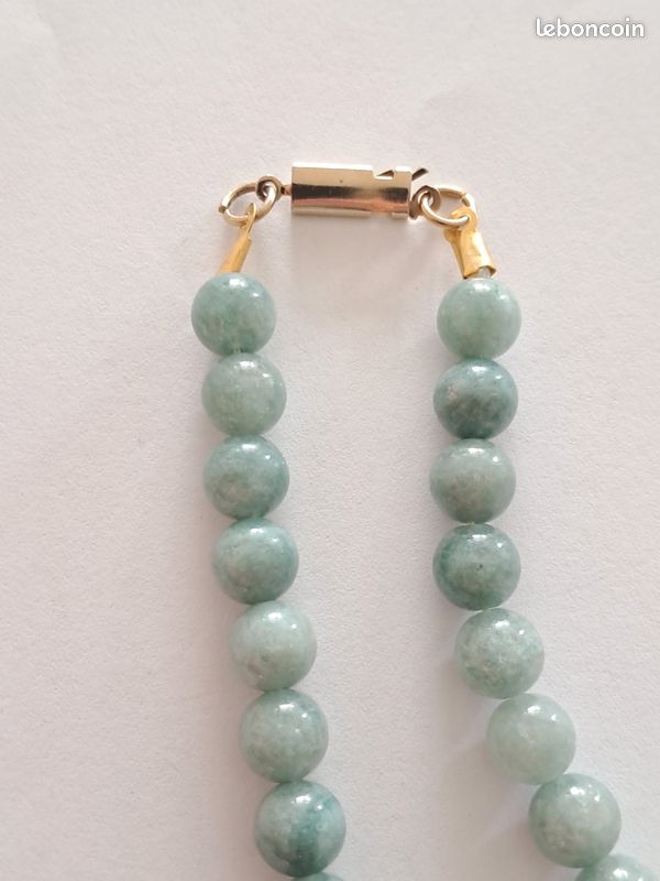 Collier Ancien En Perles De Jade - Vert - Occasion - Bijou Vintage