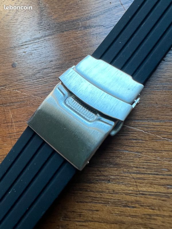 Bracelet De Montre En Cuir Noir 20mm Avec Boucle Déployante - Occasion, Porté Mais En Bon état