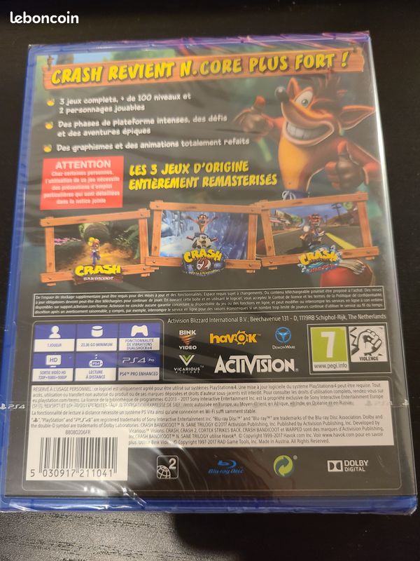 CRASH BANDICOOT N Sane Trilogy Sony PlayStation 4 5030917211034 RÉGION