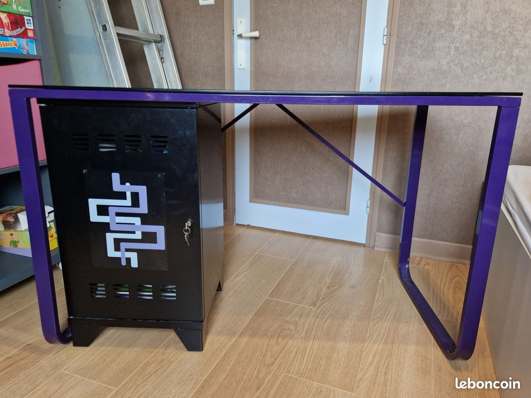 Bureau en verre et son caisson (image 3)