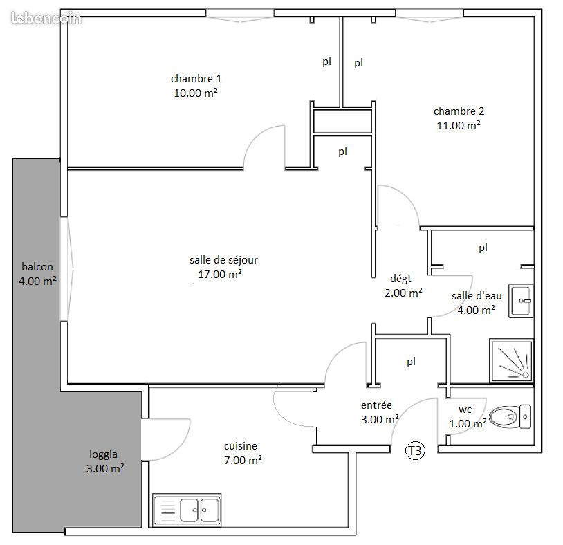 Appartement 3 pièces 58 m² · à Vouziers · 58 m² · 455 €/mois