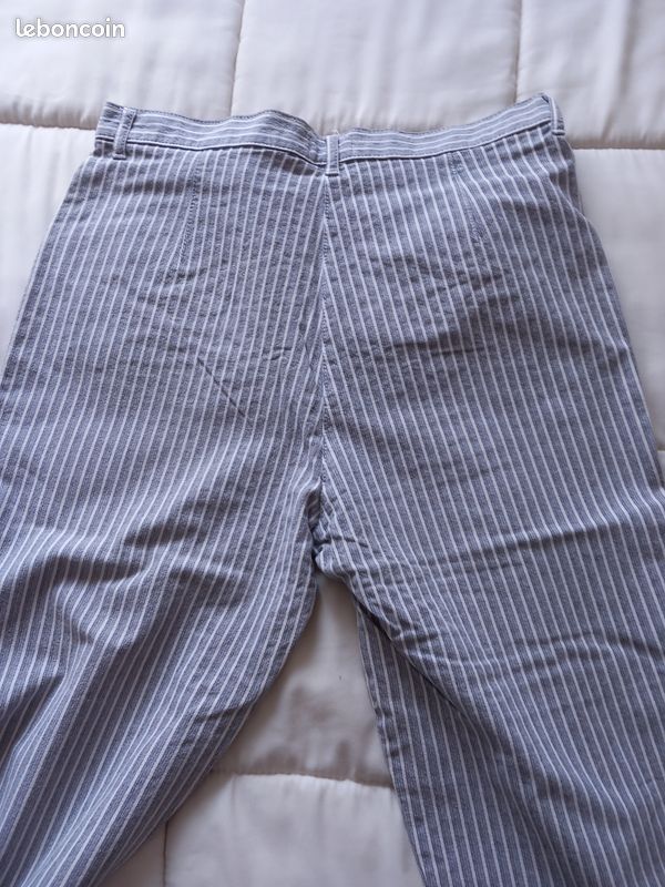 Pantalon femme rayé gris/blanc 46 (image 4)