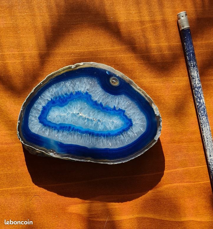 Tour De Cou Vintage En Billes D'agate Bleues Calibrées - Années 50/60 - Occasion