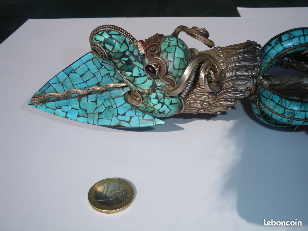 PURBA Grande dague thibétaine, or, argent et turquoises (image 3)