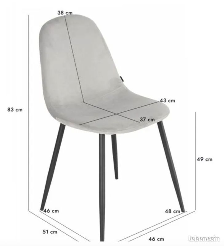 ✅ Lot 6 Chaises en Velours Gris NEUVES ✅ (image 5)
