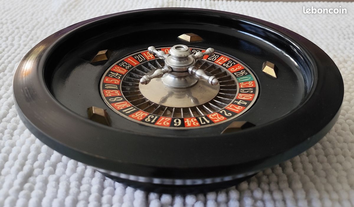 Roulette De Table Ancienne – Bois Noirci – JAL – Made In France – Jeu Vintage D