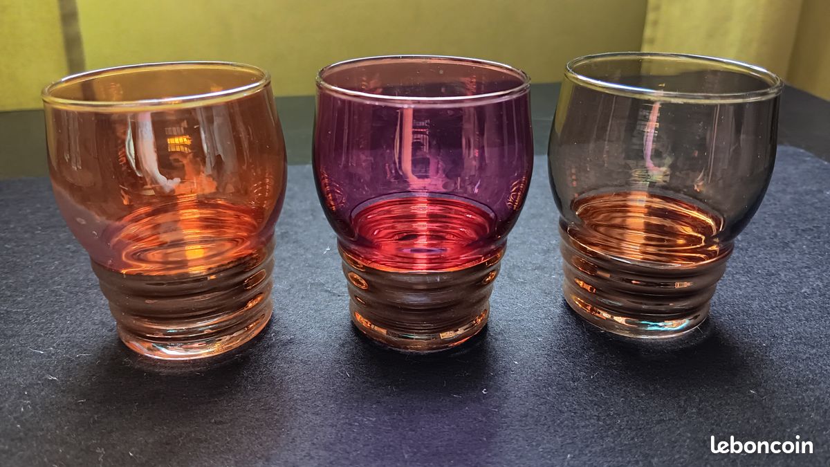 Lot De 4 Verres Anciens Artland, Multicolores, Double Old-fashioned, Neufs En Boîte