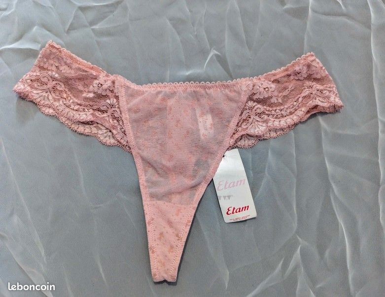 String rose pâle en dentelle Etam - Taille 42 - Neuf avec étiquette (image 2)