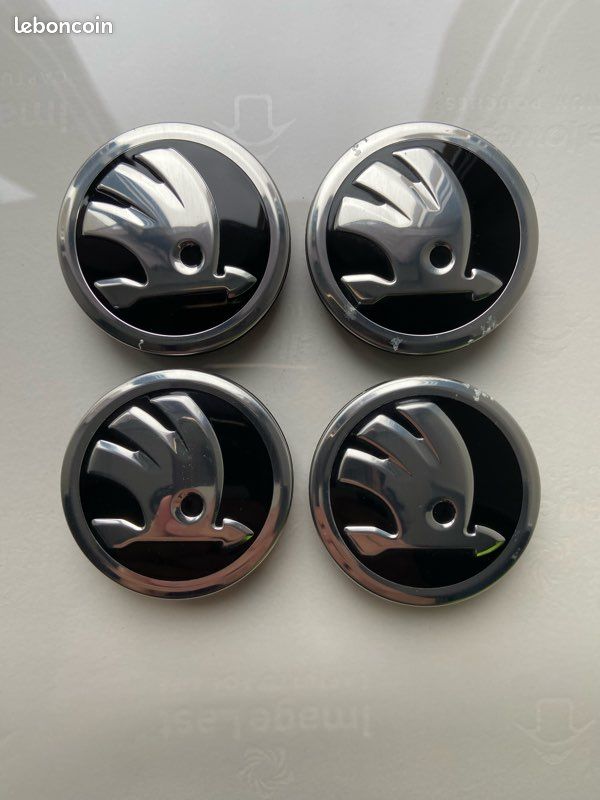 Cache Moyeux Skoda 56mm - Lot De 4, Alu + ABS, Argent - Enjoliveurs Centraux De Roue