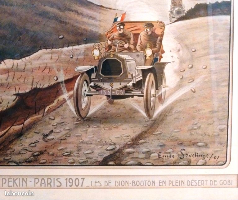 Rare affiche Paris-Pékin 1907 les De Dion Bouton - Collection
