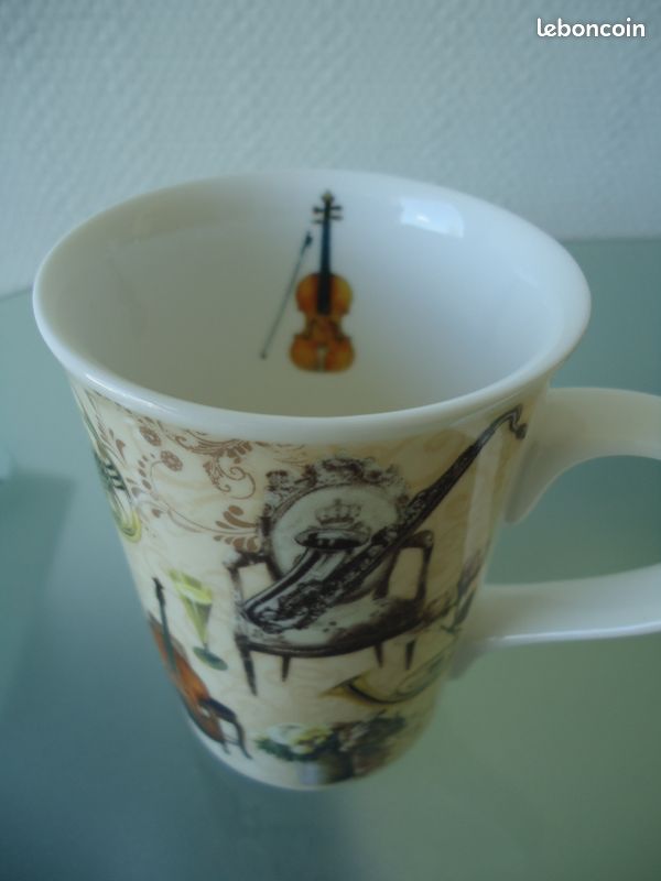 Déco Maison Artistique Tasse Céramique Violon 250ml - Cadeau Musicien Pour Café Ou Déco Tasse Musique