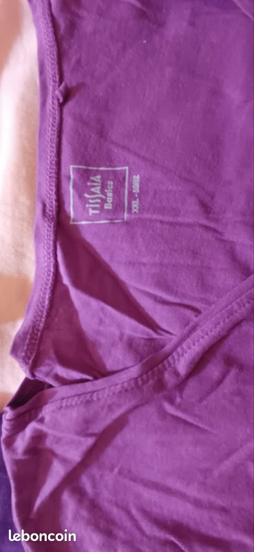 4 tee-shirts manches courtes 100% coton bio XL et XXL neufs unis couleurs vert violet mauve violine blanc (image 5)