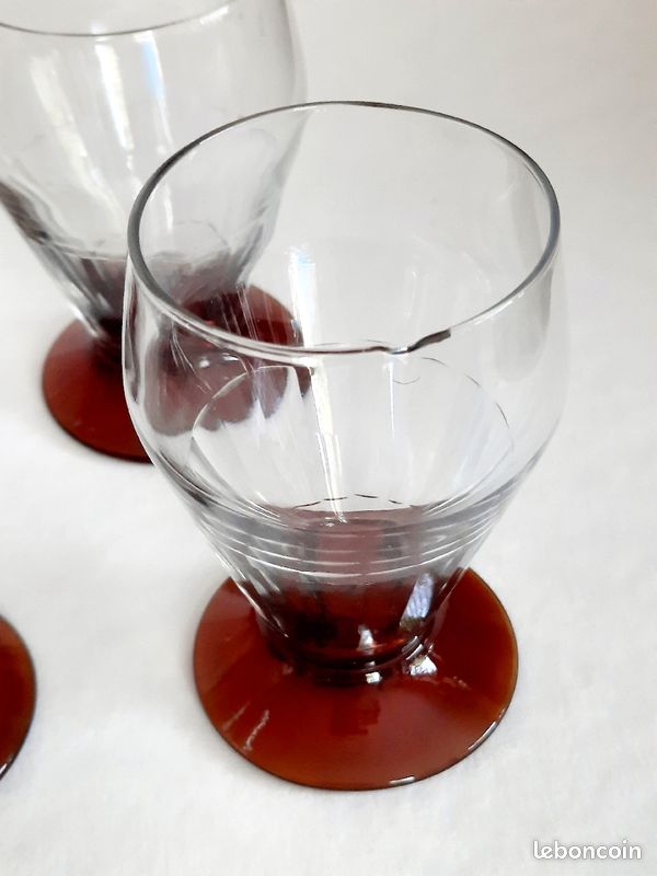 Verres à pieds anciens années 30-40 coloré ambré (image 4)