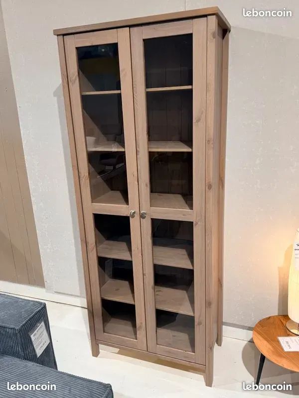 ⭐ Vitrine haute 195 cm STOCKHOLM Pin Massif - NEUF ⭐ (image 1)