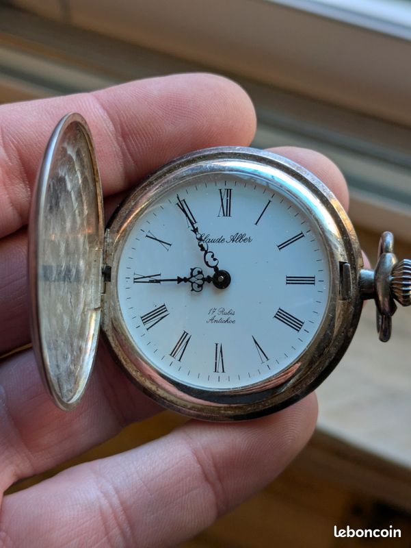 Montre Gousset Quartz Française - Boîtier Acier Inox, Cadran 24h, Neuve Avec Léger Défaut