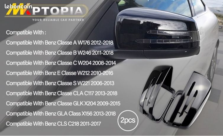 Coques Rétroviseurs Gauche + Droit Noir Brillant Pour Mercedes W176 W246 W212 W204 C117 X156 X204 W221 – Remplacement Facile Et Look Sportif