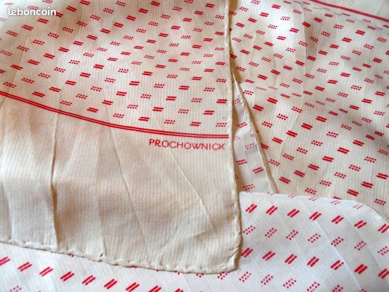 Foulard Vintage En Soie Prochownick - Couleur Beige - Fabriqué En Italie - Occasion