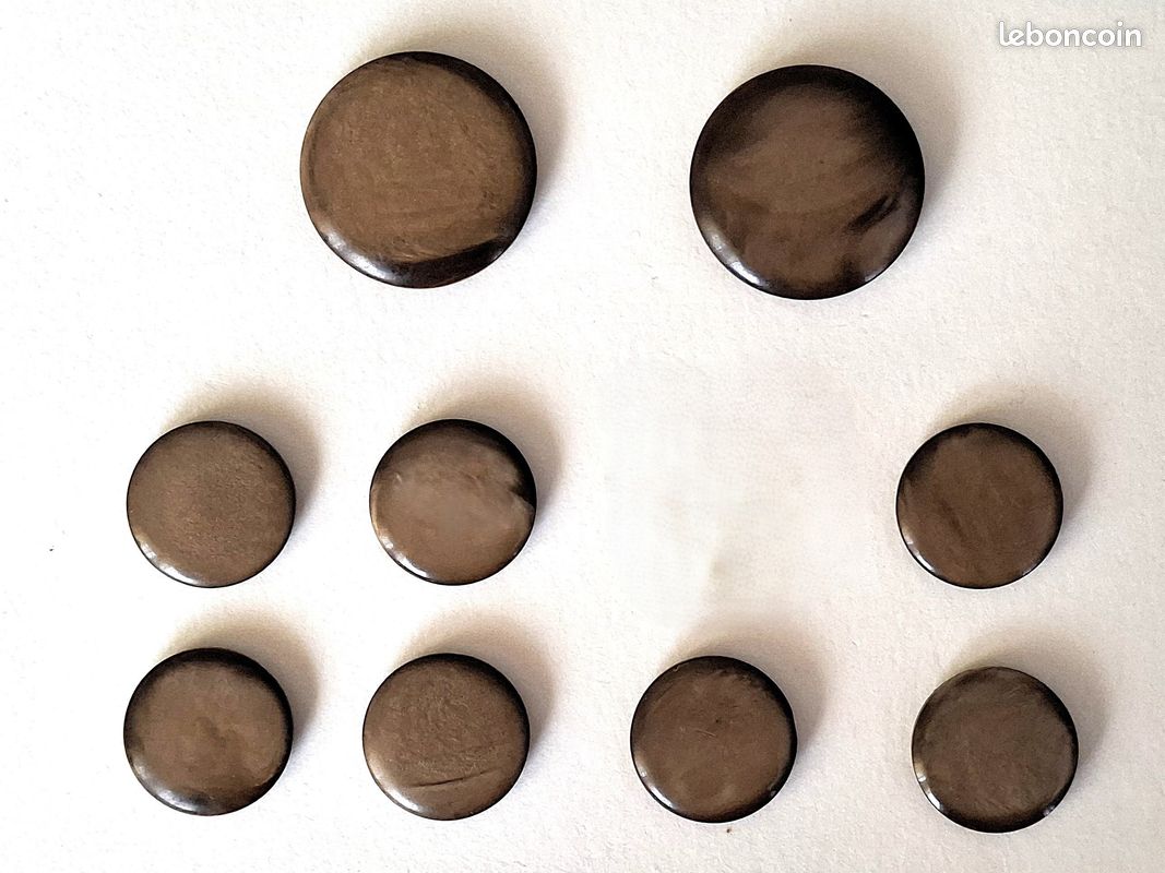 Lot 25 mini boutons vintage marron nacré pied petit ovale 0,9/1,1 cm
