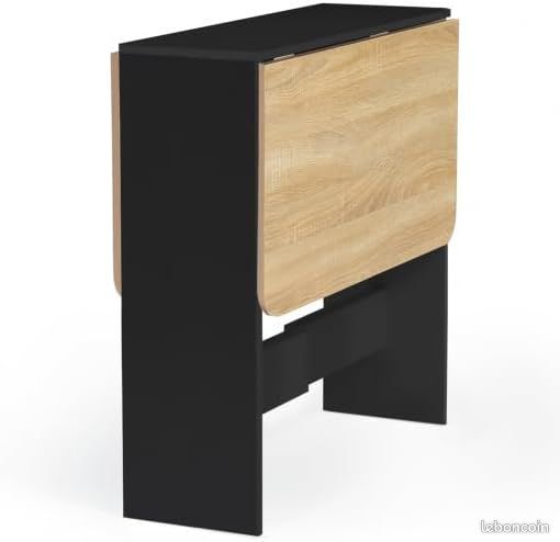 Table Console Pliable 2-4 Personnes 103 x 76 cm Bois Noir Plateau façon hêtre (image 4)