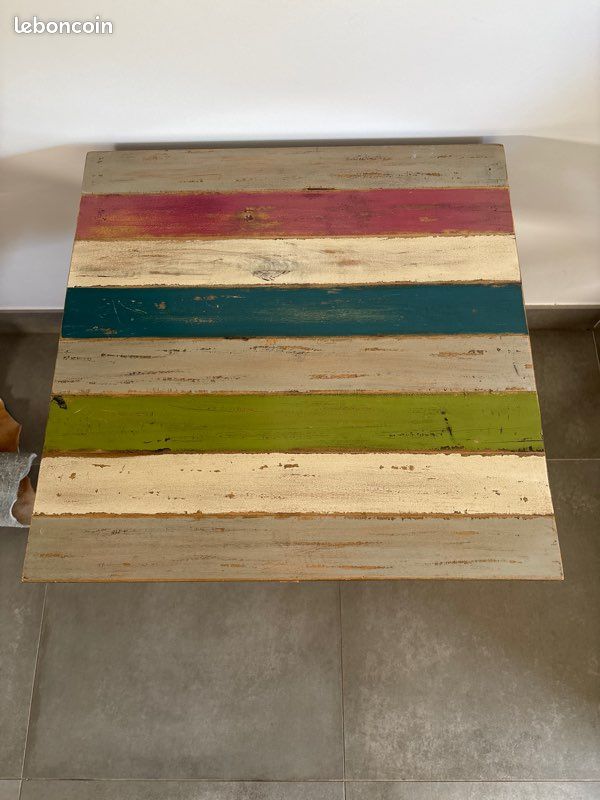 Table basse bois pied inox (image 1)