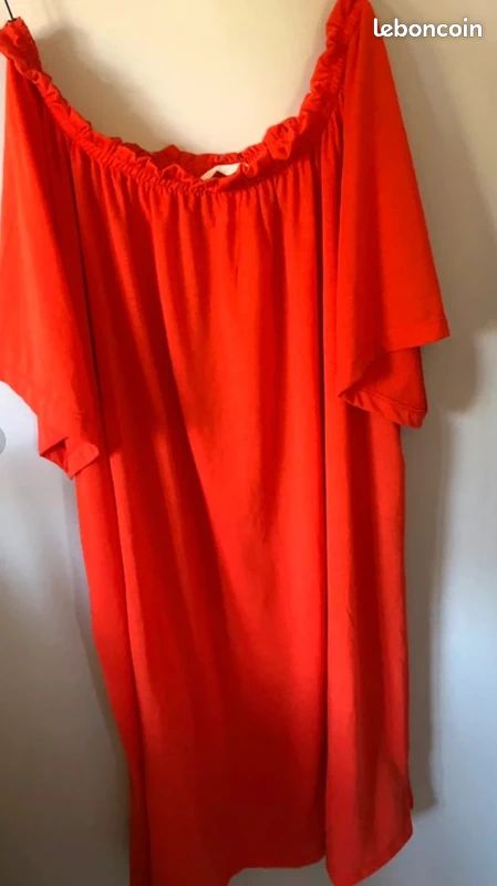 Robe H&M Orange - Taille 36 - Mini Robe D'été En Polyester - Occasion Très Bon état