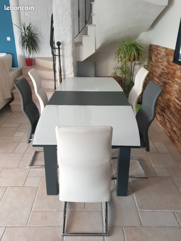 Table verre blanc (image 3)