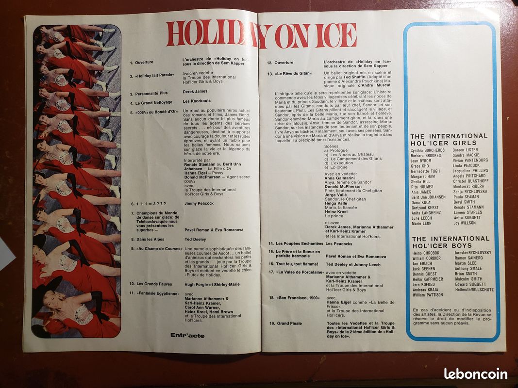 Programme spectacle patinage artistique Holiday on ice années 70 (image 2)