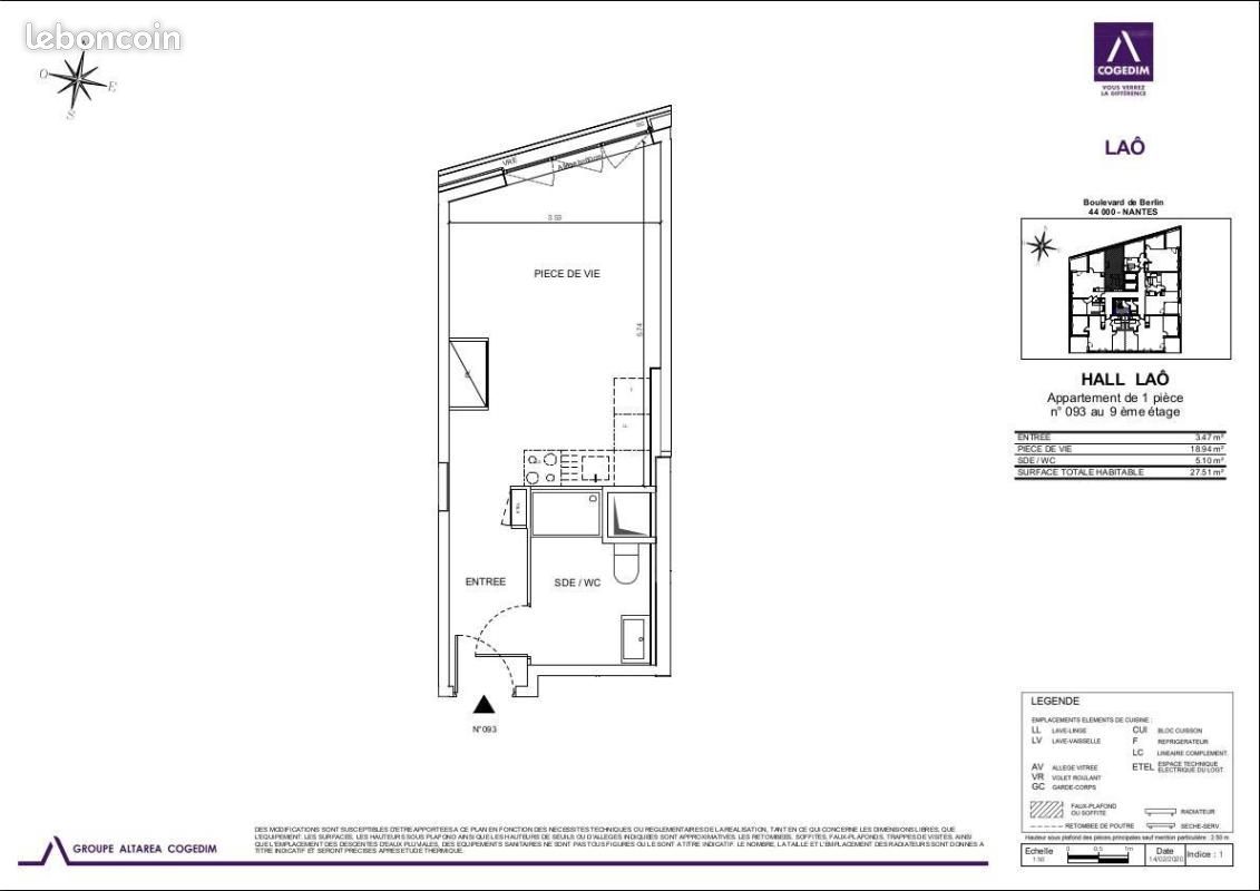 Appartement 1 pièce 27 m² · à Nantes · 27 m² · 468 €