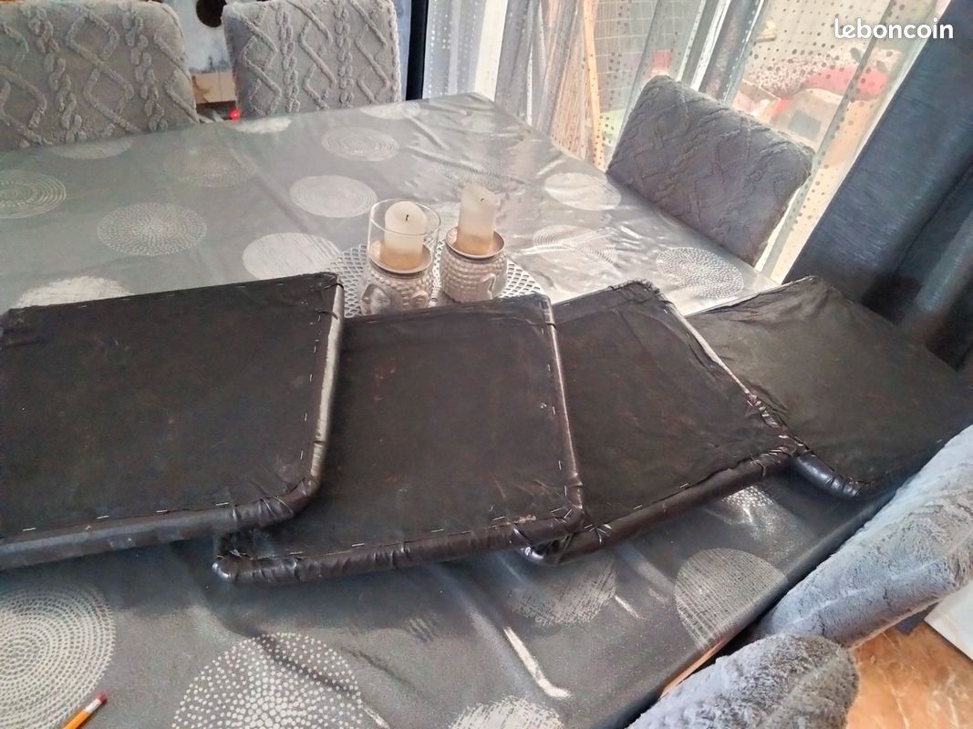 4 dessus de chaise en bois et similicuir matelassé marron (image 13)