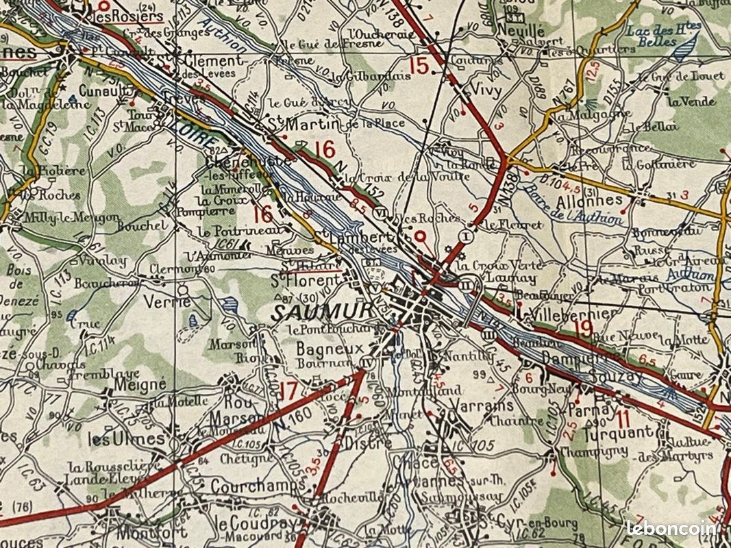 Carte Michelin N°69 – Bourges Mâcon – Édition 1944, Bel état, Collection
