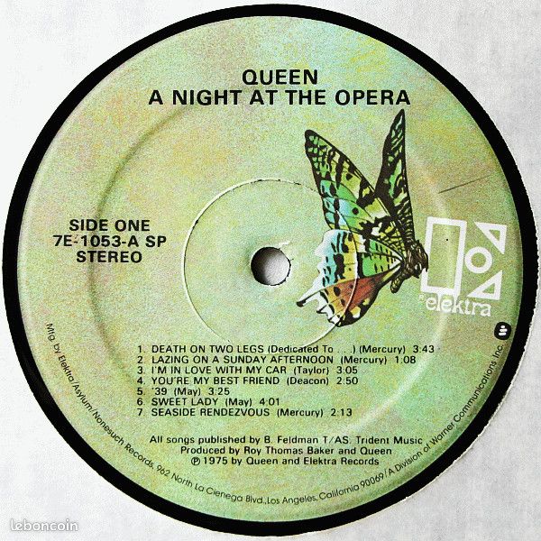 33t vinyle / QUEEN - A Night At The Opera (1975) pressage US - bon état (image 2)