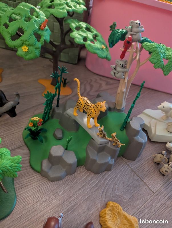Lot Playmobil Savane : Lion Et Éléphanteau - Animaux Safari Vintage - Occasion