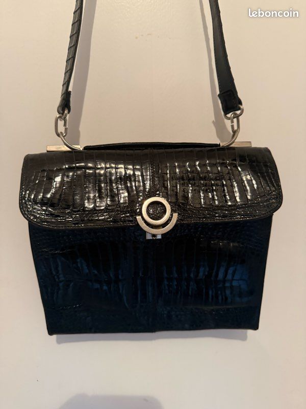 Sac main ou bandoulière noir vernis vintage (image 1)