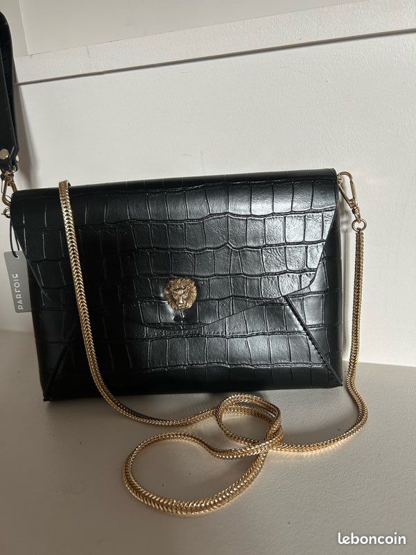 Sac à Main Parfois Noir Imitation Croco - Petit Modèle Bandoulière - Occasion